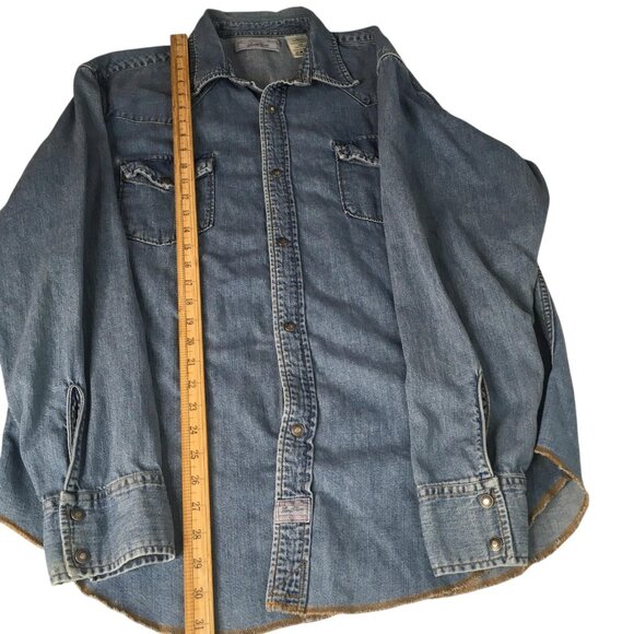 Levi Strauss Signature Denim Shirt Mens XL Blue Western Snap Front Pockets - Picture 8 of 16
